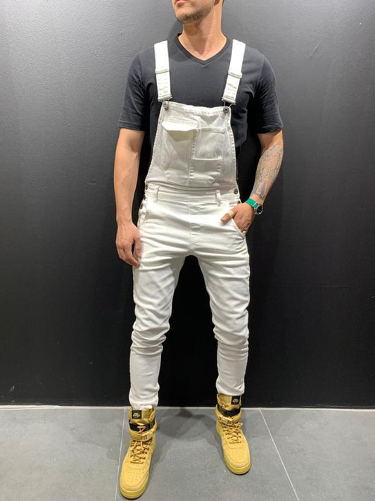 Men’s Slim Fit Denim Overalls, 5 Colors