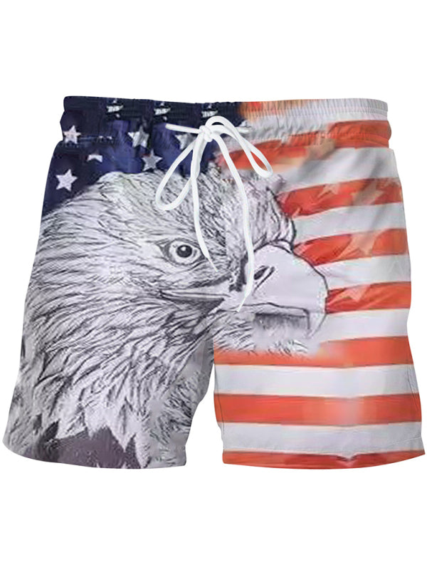 Men’s Flag Print Casual Sports Shorts, 3 Patterns