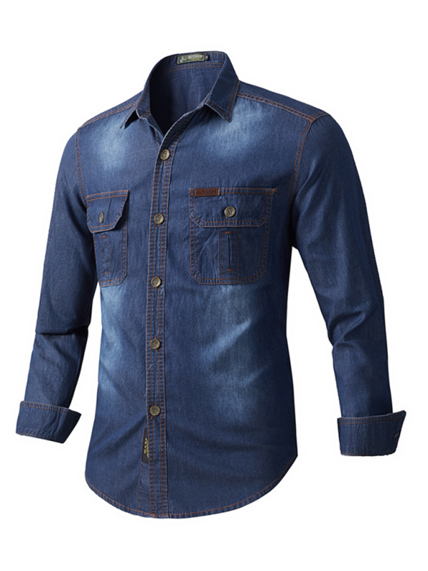 Men’s Denim Long Sleeve Shirt, 2 Colors