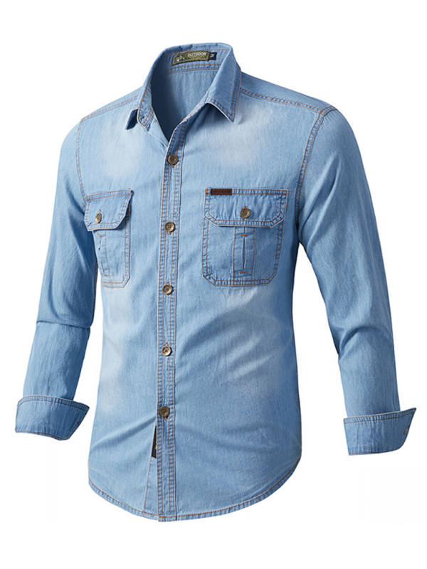 Men’s Denim Long Sleeve Shirt, 2 Colors