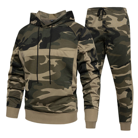 Men's casual camouflage print fashion hooded sweatshirt and pants two-piece set, Shop the Look, 2 colors