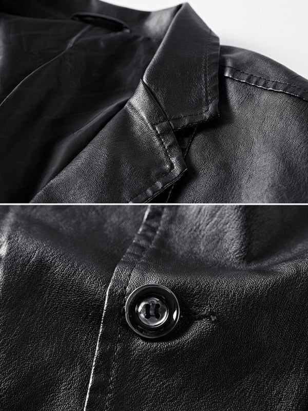 Men's Warm Casual Slim Leather Blazer, 1 color