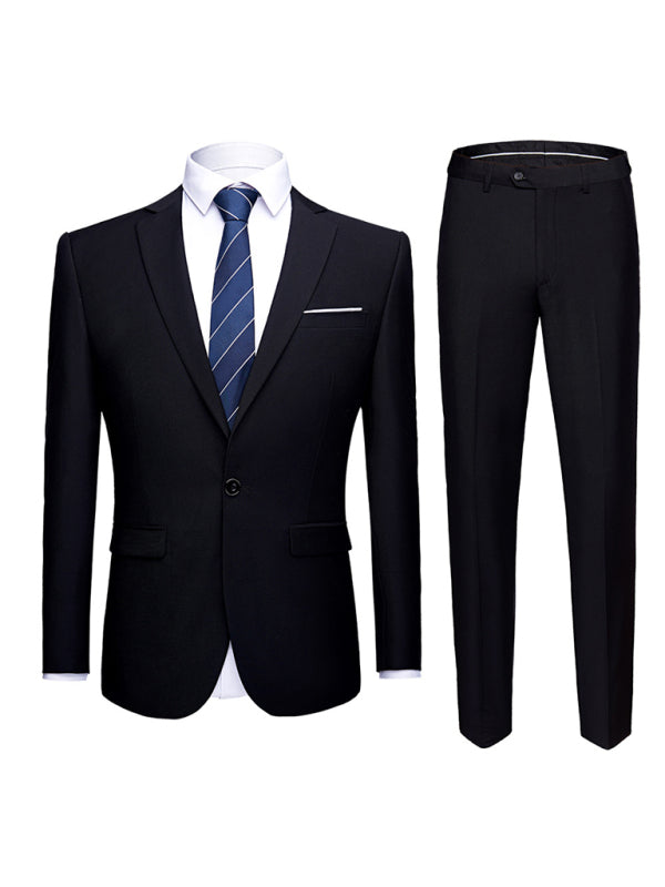 Men's Slim Fit Business Two Piece Suit, 2 colors