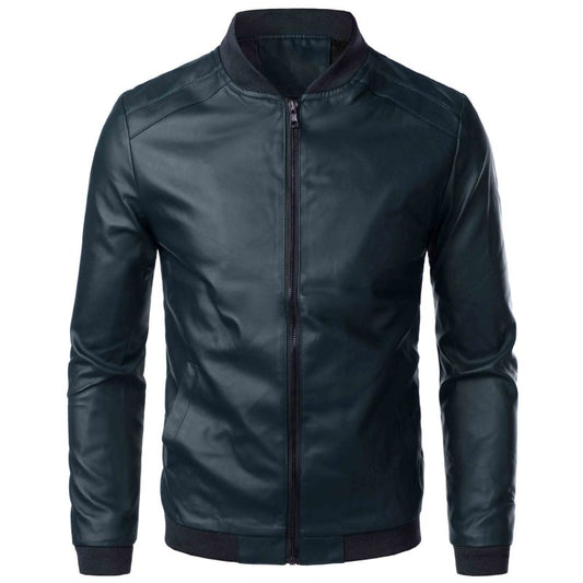 Men's Leather Jacket Spring Autumn Casual Lightweight Zip Softshell, 3 Colors