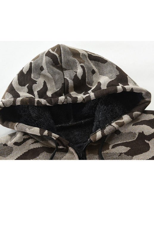 Men's Hooded Sweater Cardigan Camo Hooded Athleisure Sweater, 4 colors