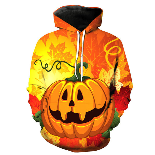 Halloween 3D digital print long sleeve pullover hooded sweatshirt, 1 style