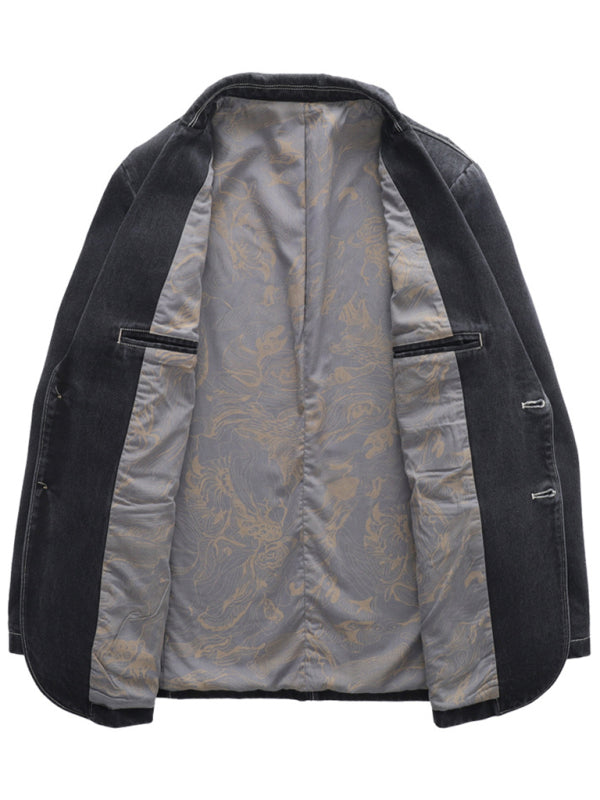 Men's Casual Loose Denim Multi-pocket Suit Jacket, 2 colors