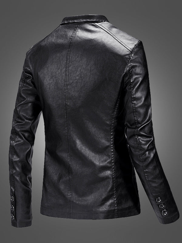 Men's Warm Casual Slim Leather Blazer, 1 color