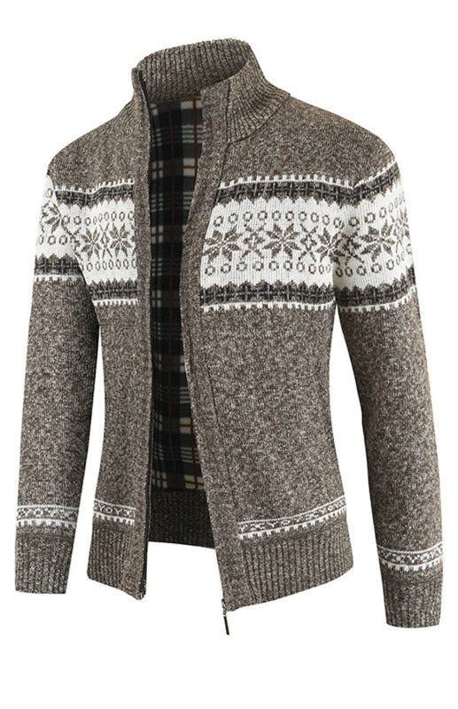 Men's Sweater Cardigan Colorblock Standing Collar Sweater, 4 colors