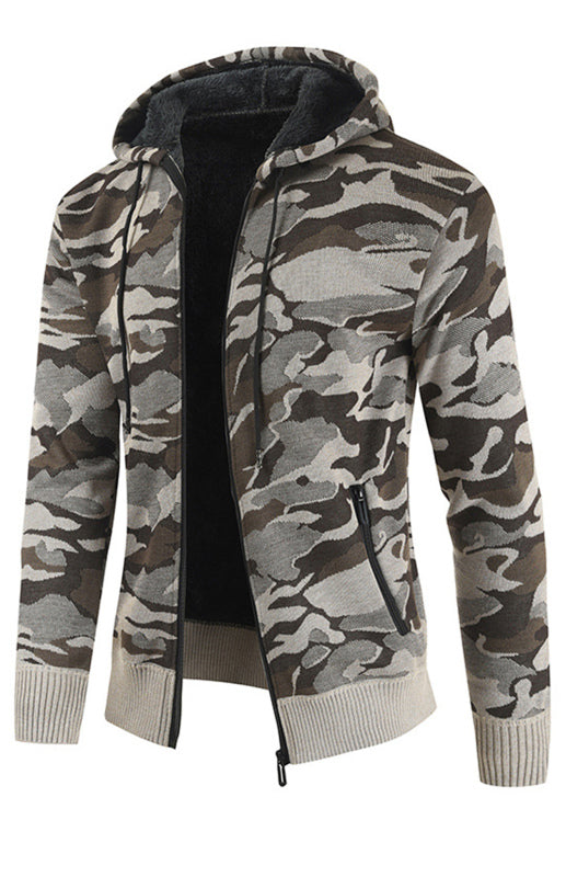 Men's Hooded Sweater Cardigan Camo Hooded Athleisure Sweater, 4 colors