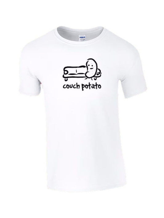 Men's COUCH POTATO Print Short Sleeve Round Neck T-Shirt Parent-child Wear, 1 color