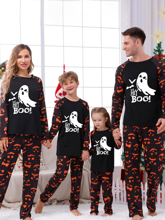 Halloween parent-child printed home pajamas two-piece set