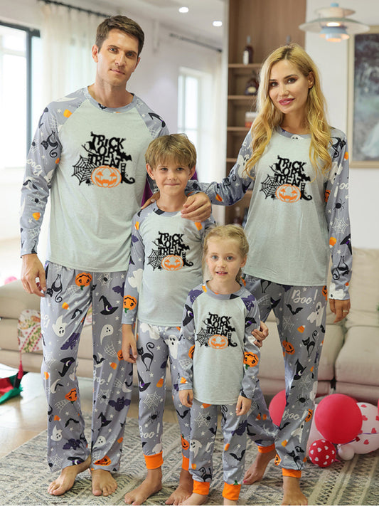 Halloween parent-child printed home pajamas two-piece set, 1 pattern
