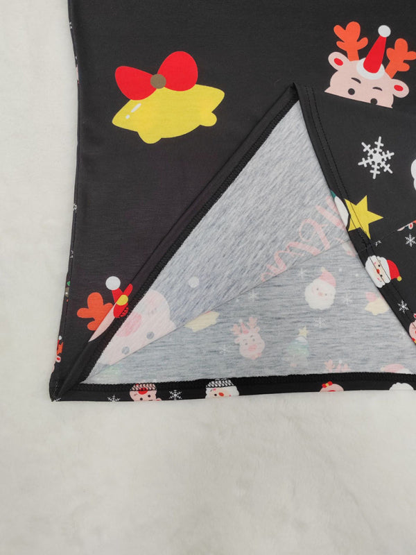 Santa Claus printed long-sleeved home wear pajamas parent-child set (children's version)