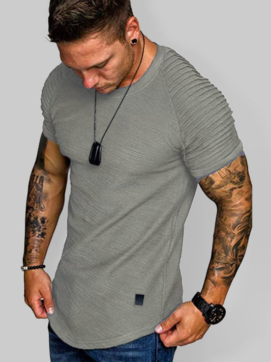 Men's Short Sleeve T-Shirt Muscle Fitted T Shirt Gym Workout Athletic Tee, 4 colors