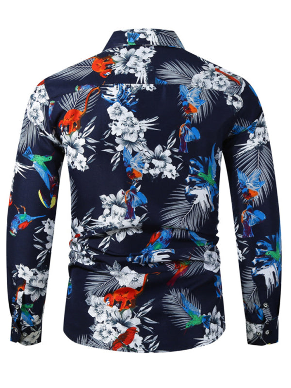 Men's Hawaiian Shirt Short Sleeves Printed Button Down Summer Beach Dress Shirts, 1 color