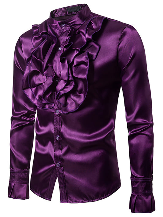 Men's Casual Dress Shirt Button Down Shirts Long-Sleeve Work Shirt Spread Collar Tops, 5 colors