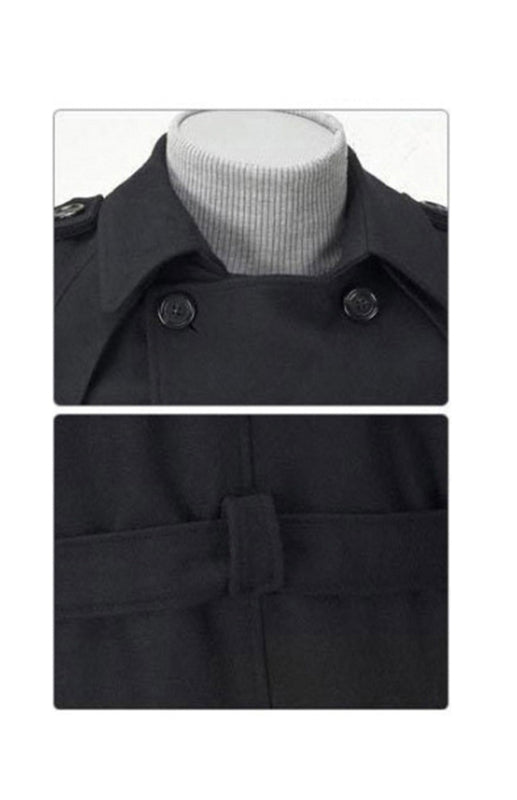 Men's Mid-length Trench Coat Slim Fit Large Thick Woolen Coat, 1 color