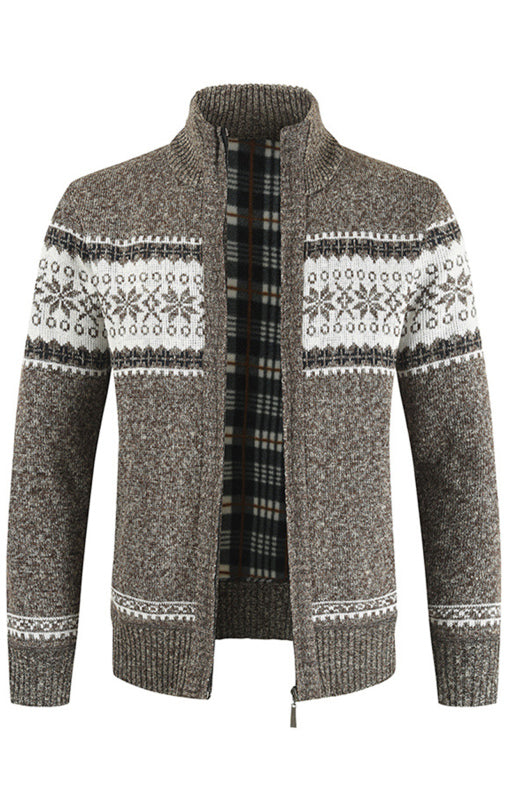 Men's Sweater Cardigan Colorblock Standing Collar Sweater, 4 colors