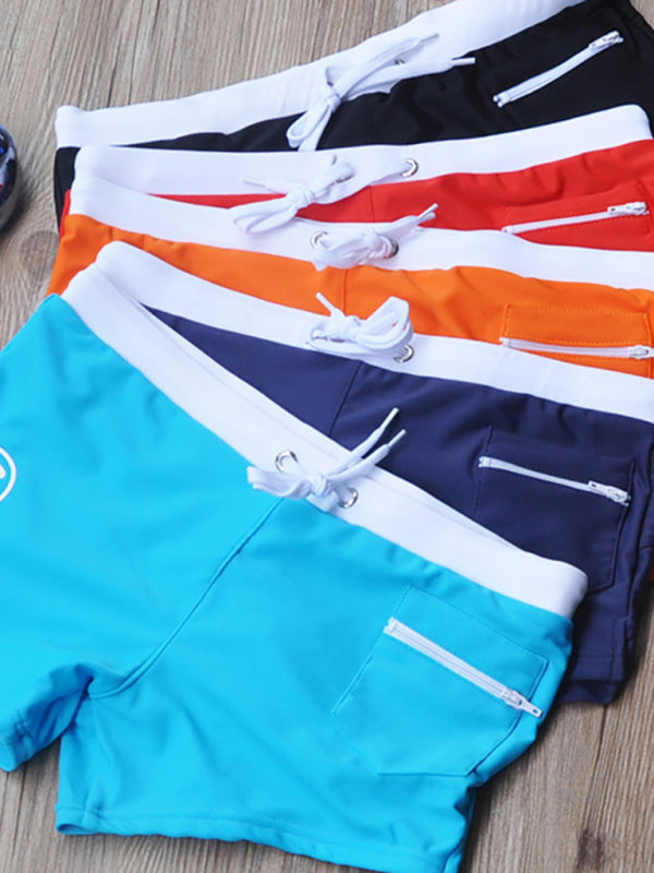Men's Fashion Fit Front Stripe Pocket Quick Dry Nylon Hot Spring Swim Shorts, 5 colors