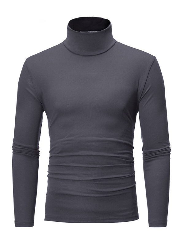 Men’s Solid Color Turtleneck Pullover Long Sleeve Top