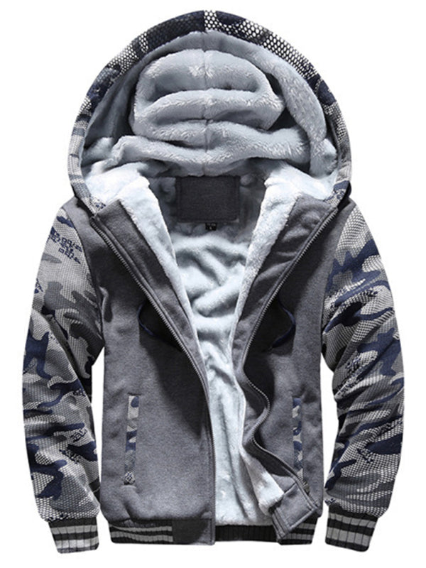 Camouflage sweater men's casual sports cardigan sweater jacket to keep warm, 3 colors