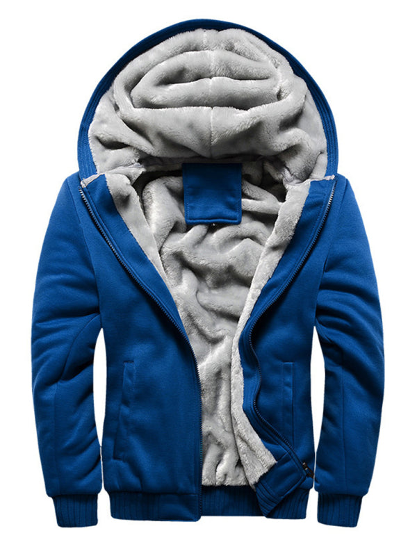 Men’s Combo Color Faux Fur Lined Zip Up Hoodie, 6 colors available