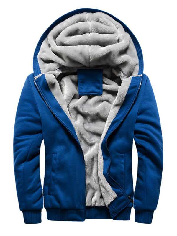 Men’s Faux Fur Lined Zip Up Hoodie, 6 Colors