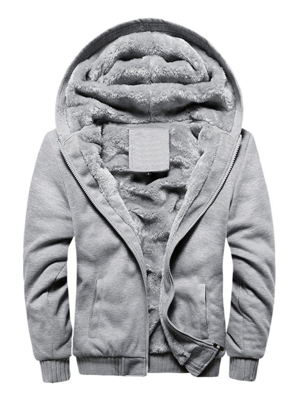 Men’s Faux Fur Lined Zip Up Hoodie, 6 Colors