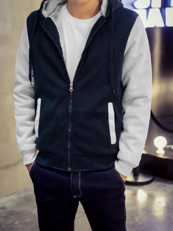 Men’s Faux Fur Lined Zip Up Hoodie, 6 Colors