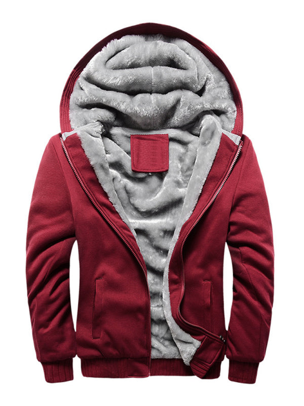 Men’s Faux Fur Lined Zip Up Hoodie, 6 Colors