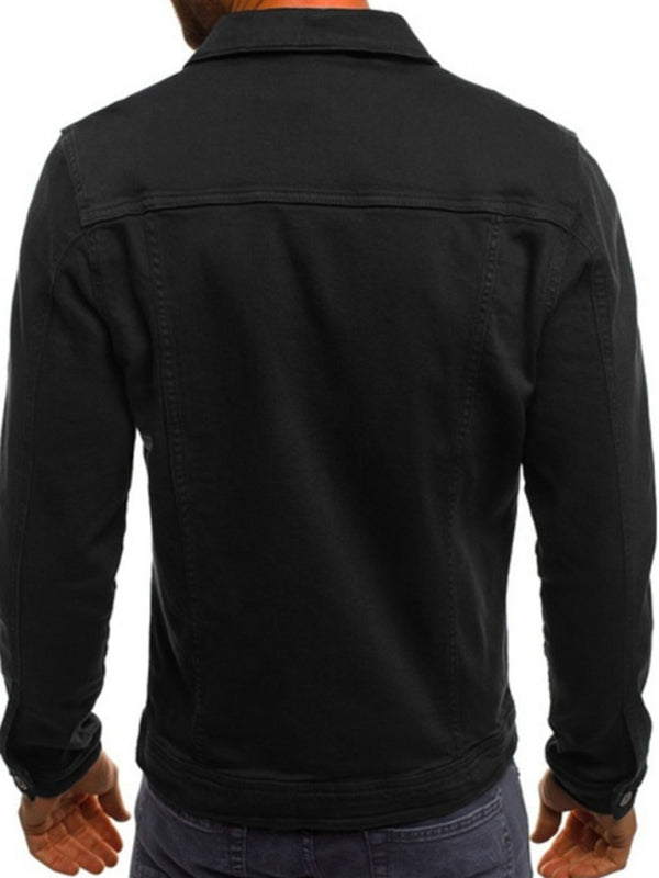 Trendy Fashion Casual Slim Denim Jacket Multi Pocket Button Stand Collar Workwear Jacket, 6 colors