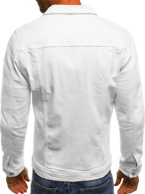 Trendy Fashion Casual Slim Denim Jacket Multi Pocket Button Stand Collar Workwear Jacket, 6 colors