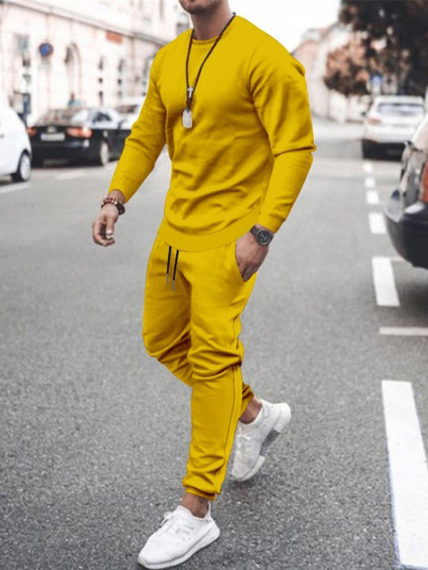 Men's Solid Color Sweatshirt & Sweatpants Two Piece Sets, shop the Look, 9 colors