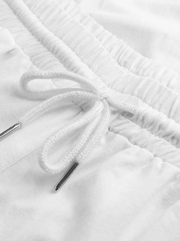 Men's Woven Cotton Linen Loose Casual Drawstring Trousers