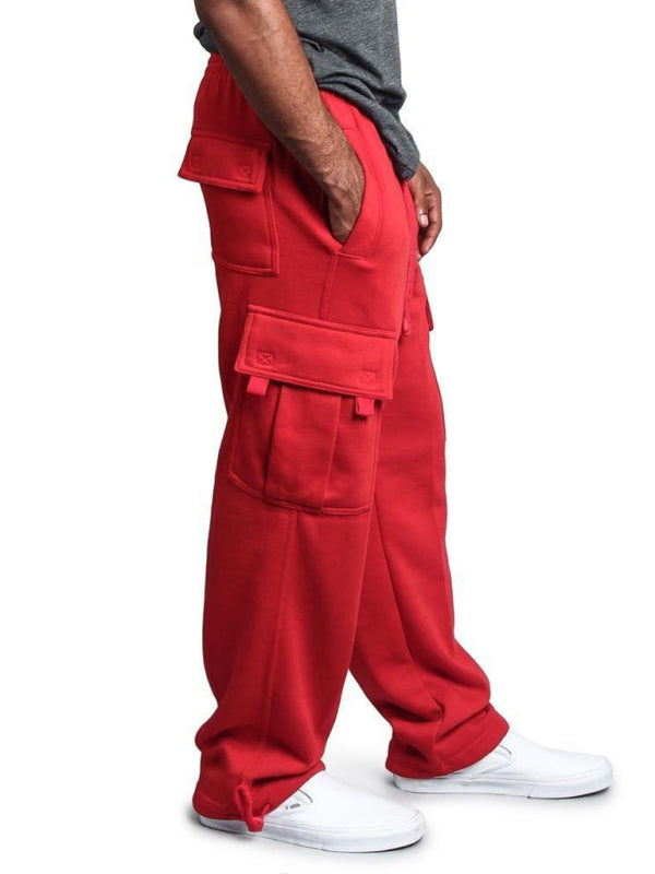 Men's Solid color elastic waist multi-pocket loose fit cargo pants, Shop the Look