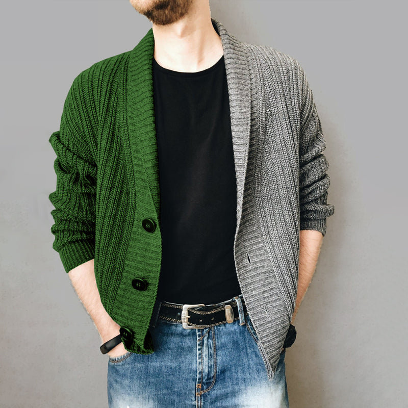 Men's Color Block Single Breasted Casual Knit Cardigan, 5 color combinations