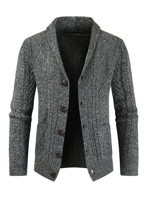Men's Solid Color Single Breasted Casual Knit Cardigan, 3 colors