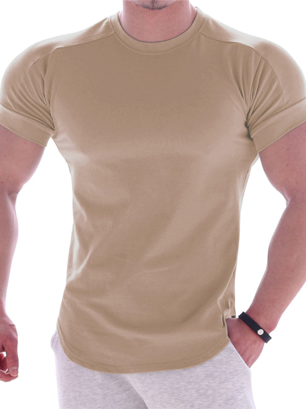 Fitness trendy brand quick-drying round neck elastic short-sleeved tight-fitting sports T-shirt, 13 colors