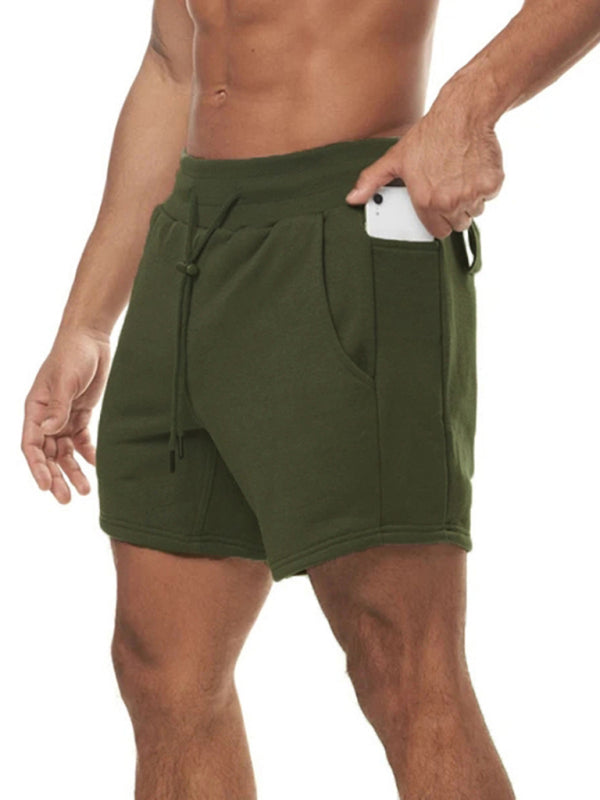 Sports Gym Shorts Men's Multi Pocket Hanging Towel Running Training Pants Cotton, 5 colors