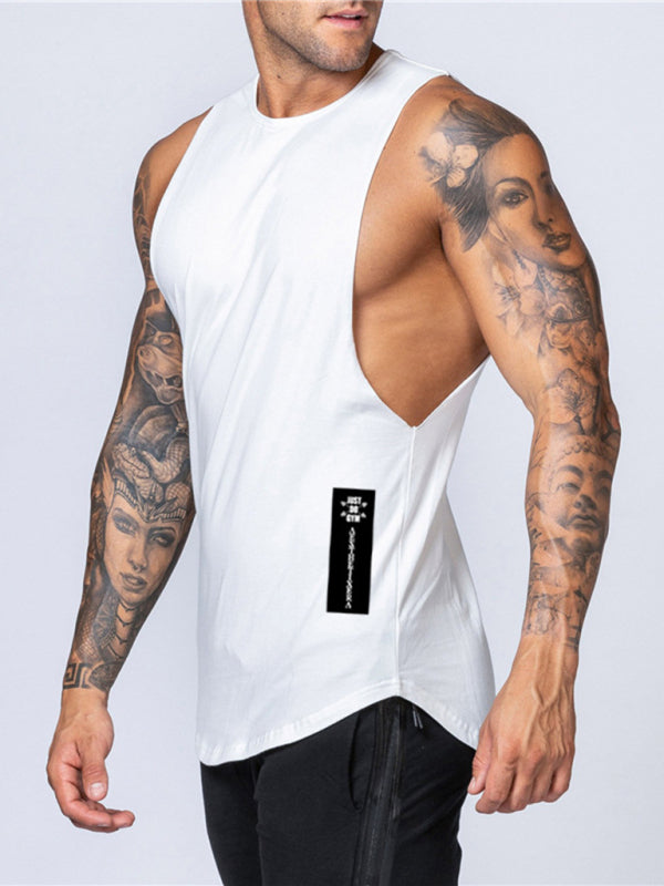 Men's Solid Color Round Neck Casual Breathable Slim Fit Sports Vest, 5 colors