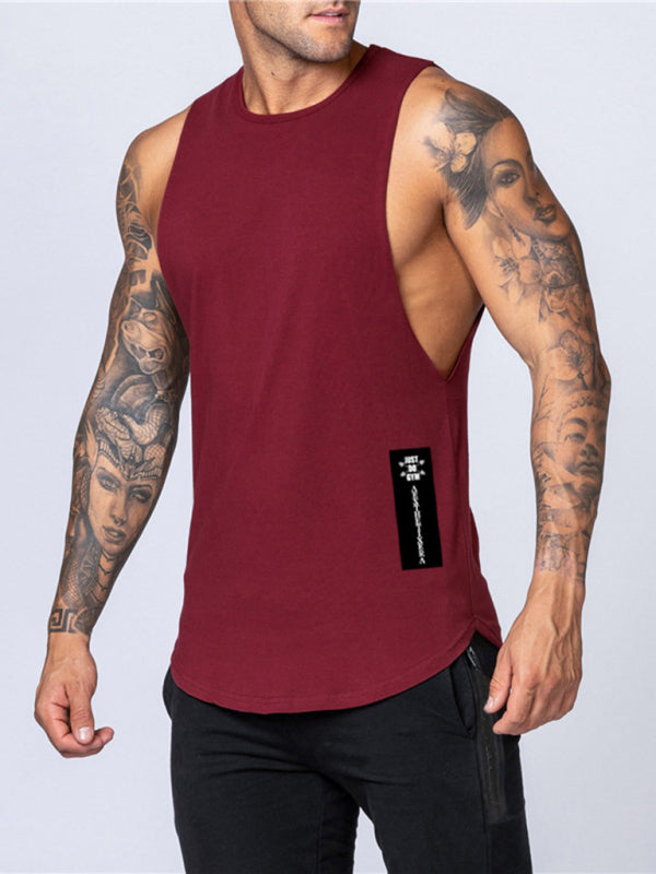 Men's Solid Color Round Neck Casual Breathable Slim Fit Sports Vest, 5 colors