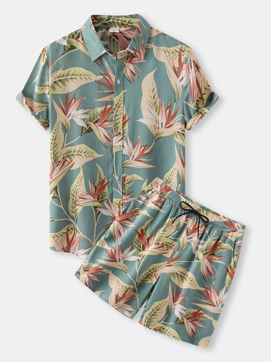 Men's Short Sleeve Shirt Chinese Style Printed Shirt Set, Shop the Look, 1 pattern
