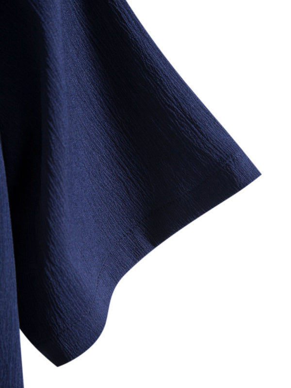 New Men's Short Sleeve Loose Solid Color Button Cotton Linen Shirt, 13 colors