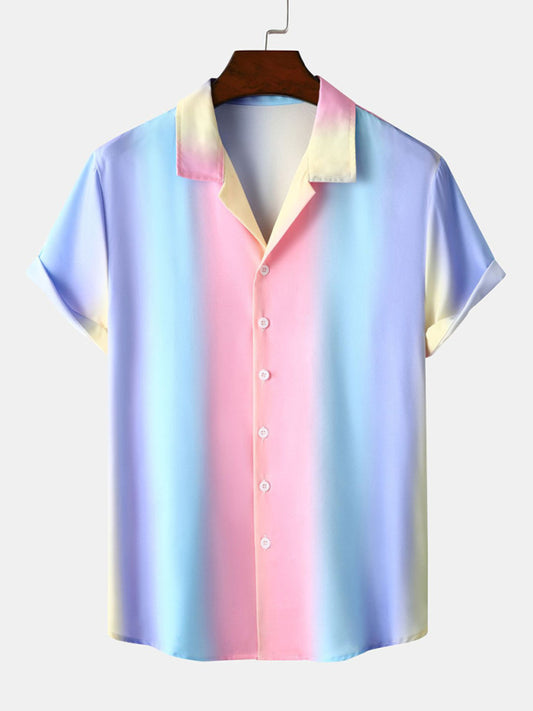Beach Shirt Hawaiian Casual Gradient Stripe Shirt, 1 color