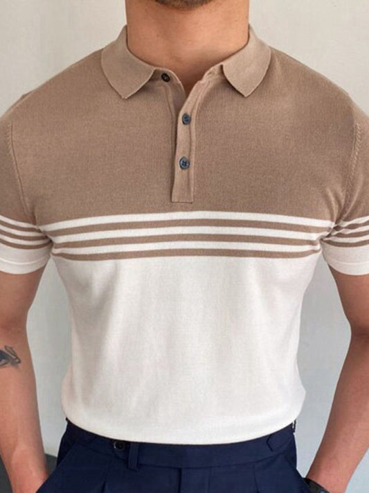 Knitwear Short-sleeved color-blocking business Polo shirt 1 color