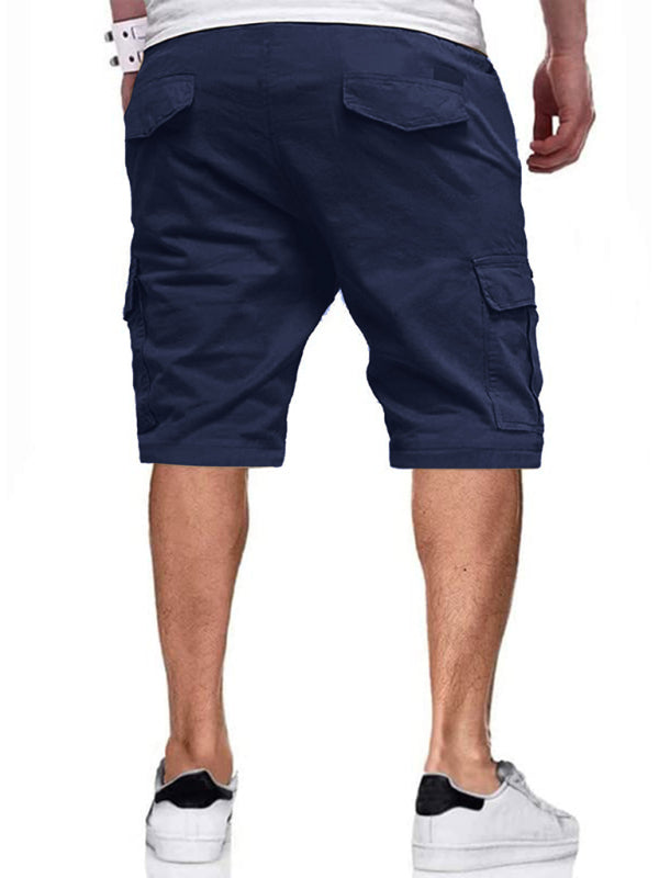 men's overalls drawstring color block casual shorts