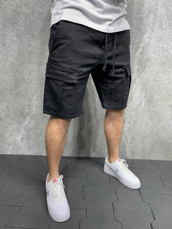 Street solid color casual five-point pants woven casual multi-pocket tether cargo shorts, 4 colos