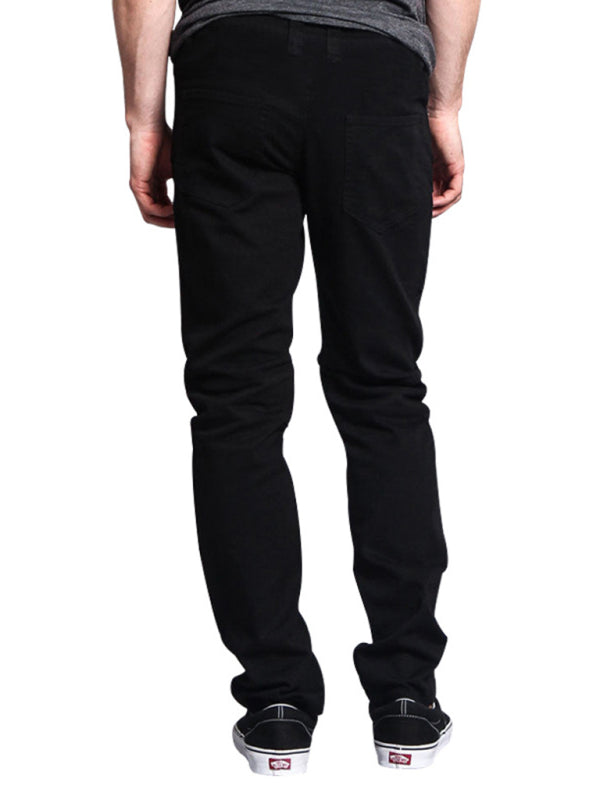 workwear leather stitching thin men's straight-leg pants