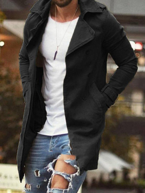 Men's coat mid-length slim fit large size windbreaker casual jacket, 5 colors